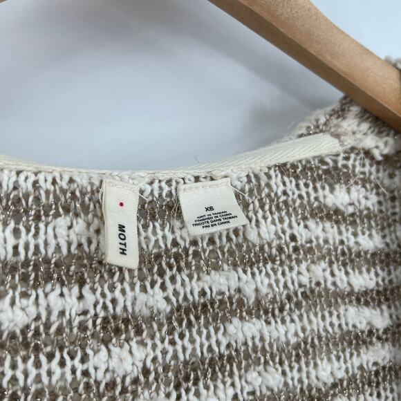 MOTH Anthropologie Striped Knit Hooded Open Front Cardigan Size XS - Picture 4 of 7